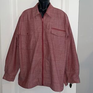 Scandia Woods maroon cotton/polyester zip up shirt jacket